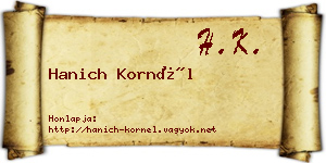 Hanich Kornél névjegykártya