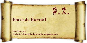Hanich Kornél névjegykártya
